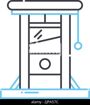 icona della linea della ghigliottina, simbolo del contorno, illustrazione vettoriale, simbolo del concetto Illustrazione Vettoriale