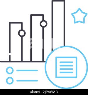 icona della linea di ricerca qualitativa, simbolo del contorno, illustrazione vettoriale, simbolo del concetto Illustrazione Vettoriale