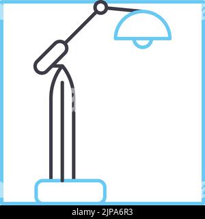 icona della linea della lampada dello studio, simbolo di contorno, illustrazione vettoriale, segnale concettuale Illustrazione Vettoriale