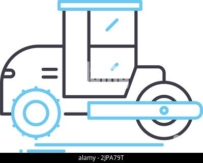 icona della linea dei rulli gommati pneumatici, simbolo del contorno, illustrazione vettoriale, segnale concettuale Illustrazione Vettoriale