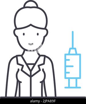 icona della linea infermiere, simbolo di contorno, illustrazione vettoriale, segnale concettuale Illustrazione Vettoriale