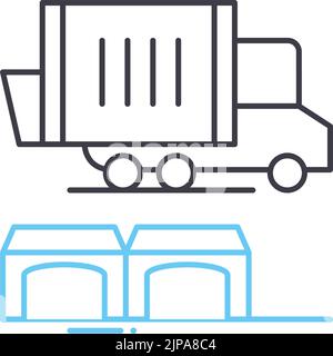 icona della linea del serivce della città dei rifiuti, simbolo del contorno, illustrazione del vettore, simbolo del concetto Illustrazione Vettoriale