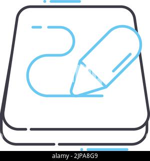 icona della linea del dispositivo della tavoletta grafica, simbolo di contorno, illustrazione vettoriale, simbolo concettuale Illustrazione Vettoriale