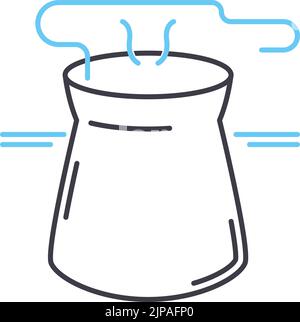 icona della linea di alimentazione termica, simbolo di contorno, illustrazione vettoriale, segnale concettuale Illustrazione Vettoriale