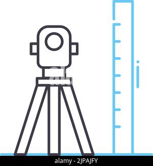 icona della linea di ricerca geodetica, simbolo di contorno, illustrazione vettoriale, simbolo concettuale Illustrazione Vettoriale