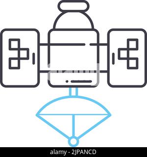 icona della linea della stazione orbitale, simbolo del contorno, illustrazione del vettore, simbolo del concetto Illustrazione Vettoriale