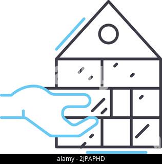 icona della linea di assicurazione, simbolo del contorno, illustrazione del vettore, simbolo del concetto Illustrazione Vettoriale
