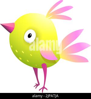 Cute Little Bird Funny Birdie Mascotte per bambini Illustrazione Vettoriale