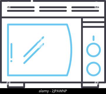 icona della linea di cottura a microonde, simbolo di contorno, illustrazione vettoriale, segno di concetto Illustrazione Vettoriale