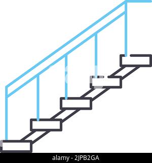 icona della linea delle scale, simbolo del contorno, illustrazione vettoriale, segnale concettuale Illustrazione Vettoriale