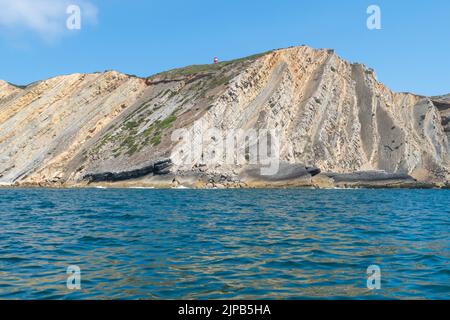 Cabo Espichel è un capo situato sulla costa occidentale della parrocchia civile di Castelo, comune di Sesimbra, nel distretto portoghese di Setúbal. Foto Stock