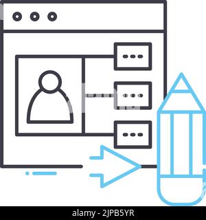 icona della riga di contenuto generata dall'utente, simbolo di contorno, illustrazione vettoriale, simbolo concettuale Illustrazione Vettoriale