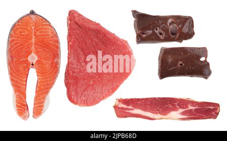 Fihs, carne, fegato e pancetta su fondo di capra Foto Stock