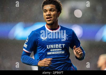 Glasgow, Regno Unito. 16th ago, 2022. Glasgow, Scozia, agosto 16th 2022 Malik Tillman of Rangers durante la partita tra Rangers Glasgow e PSV Eindhoven allo stadio Ibrox di Glasgow, Scozia, partita di qualificazione per la fase di gruppo UEFA Champions League 2022-2023 (Richard Callis/SPP) Credit: SPP Sport Press Photo. /Alamy Live News Foto Stock