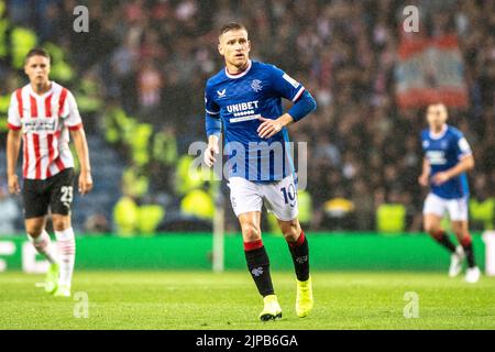 Glasgow, Regno Unito. 16th ago, 2022. Glasgow, Scozia, agosto 16th 2022 Steven Davis of Rangers durante la partita tra Rangers Glasgow e PSV Eindhoven allo stadio Ibrox di Glasgow, Scozia, partita di qualificazione per la fase di gruppo UEFA Champions League 2022-2023 (Richard Callis/SPP) Credit: SPP Sport Press Photo. /Alamy Live News Foto Stock