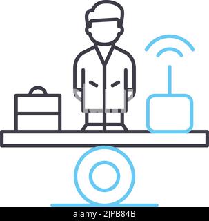 icona della linea di bilanciamento del gioco di lavoro, simbolo del contorno, illustrazione vettoriale, simbolo del concetto Illustrazione Vettoriale
