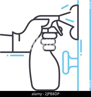 icona della linea di decontaminazione della superficie, simbolo del contorno, illustrazione del vettore, simbolo del concetto Illustrazione Vettoriale