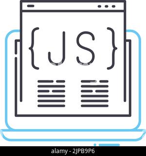 icona della linea js, simbolo di contorno, illustrazione vettoriale, simbolo concettuale Illustrazione Vettoriale