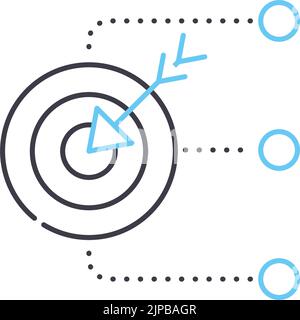 icona della linea di obiettivi multipli, simbolo di contorno, illustrazione vettoriale, segnale concettuale Illustrazione Vettoriale