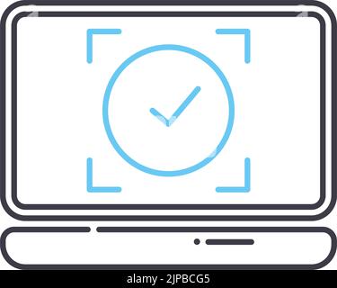 icona linea attività completata, simbolo di contorno, illustrazione vettoriale, segnale concettuale Illustrazione Vettoriale