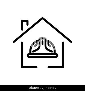 Icona della casa con elmetto del caposquadra. Icona relativa alla costruzione, al lavoro della casa, alla giornata del lavoro. Stile icona linea. Design semplice modificabile Illustrazione Vettoriale