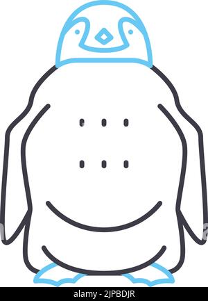 icona della linea del pinguino, simbolo del contorno, illustrazione vettoriale, segnale concettuale Illustrazione Vettoriale