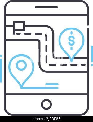 icona della linea di visualizzazione della strada, simbolo di contorno, illustrazione vettoriale, segnale concettuale Illustrazione Vettoriale