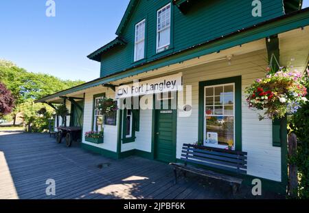 Storica stazione ferroviaria CN a Fort Langley, British Columbia, Canada Foto Stock