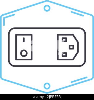 icona della linea di alimentazione ca, simbolo di contorno, illustrazione vettoriale, segnale concettuale Illustrazione Vettoriale