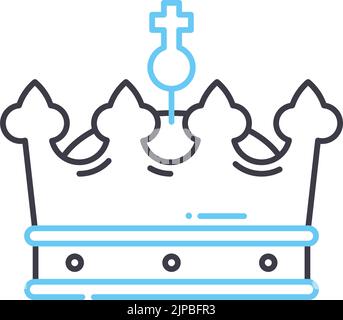 icona della linea della corona del re, simbolo del contorno, illustrazione vettoriale, simbolo del concetto Illustrazione Vettoriale