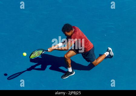 15 agosto 2022, West Vancouver, British Columbia, Vancouver, BC, Canada: VANCOUVER, BC - 15 AGOSTO: Ulises Blanch degli Stati Uniti ritorna nella sua partita contro Omni Kumar degli Stati Uniti durante il secondo giorno del 2022° Odlum Brown VanOpen all'Hollyburn Country Club il 15 agosto 2022, a West Vancouver, British Columbia, Canada. (Credit Image: © Clelio Tomaz/PX Imagens via ZUMA Press Wire) Foto Stock