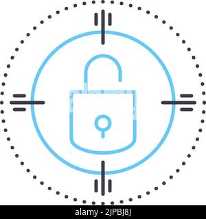 icona della linea di rilevamento delle frodi, simbolo di contorno, illustrazione vettoriale, segnale concettuale Illustrazione Vettoriale