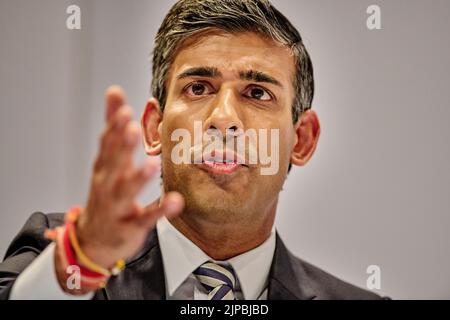 Perth Scozia, Regno Unito 16 agosto 2022. Rishi Sunak alla direzione del Partito conservatore nella Sala Concerti di Perth. Credit sst/alamy live news Foto Stock