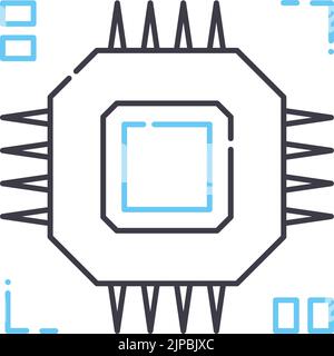 icona della linea pcb, simbolo di contorno, illustrazione vettoriale, segnale concettuale Illustrazione Vettoriale