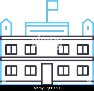 icona della linea scolastica, simbolo del contorno, illustrazione vettoriale, segnale concettuale Illustrazione Vettoriale
