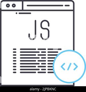 icona della linea javascript, simbolo di contorno, illustrazione vettoriale, simbolo concettuale Illustrazione Vettoriale