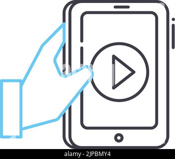 icona della linea della versione mobile, simbolo di contorno, illustrazione vettoriale, segnale concettuale Illustrazione Vettoriale