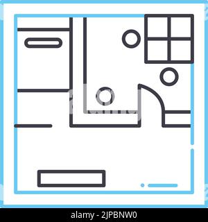 icona della linea del piano del pavimento, simbolo del contorno, illustrazione vettoriale, segnale concettuale Illustrazione Vettoriale