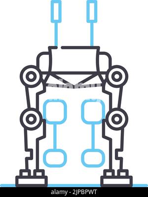 icona della linea esoscheletrica umana, simbolo del contorno, illustrazione vettoriale, simbolo del concetto Illustrazione Vettoriale