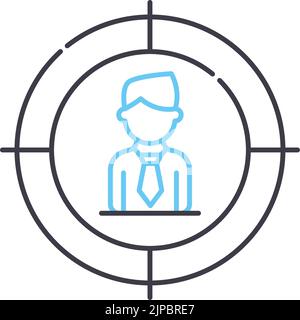 icona della linea del pubblico di destinazione, simbolo di contorno, illustrazione vettoriale, segnale concettuale Illustrazione Vettoriale