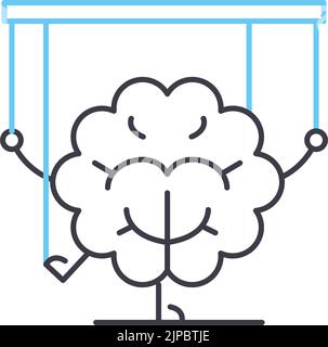 icona della linea di manipolazione psicologica, simbolo del contorno, illustrazione vettoriale, segno concettuale Illustrazione Vettoriale