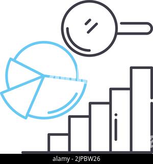 icona della linea di analisi delle tendenze di mercato, simbolo di contorno, illustrazione vettoriale, segnale concettuale Illustrazione Vettoriale