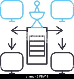 icona della linea della rete locale, simbolo di contorno, illustrazione vettoriale, simbolo concettuale Illustrazione Vettoriale