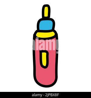 Simbolo icona bottiglia colla segno, disegno a mano doodle Illustrazione Vettoriale