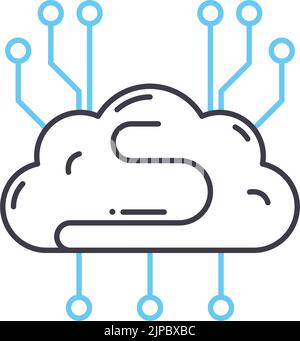 icona della linea di intelligenza sintetica, simbolo di contorno, illustrazione vettoriale, segnale concettuale Illustrazione Vettoriale