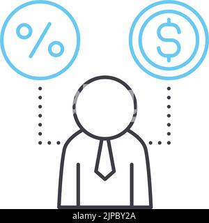 icona della linea concettuale del tasso di interesse, simbolo di contorno, illustrazione vettoriale, simbolo concettuale Illustrazione Vettoriale