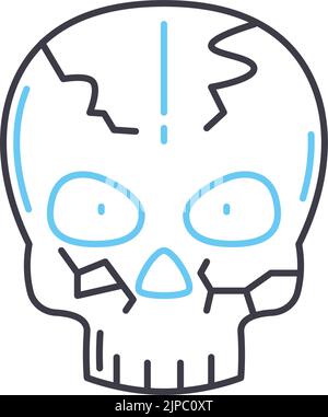 icona della linea del cranio, simbolo del contorno, illustrazione vettoriale, segnale concettuale Illustrazione Vettoriale