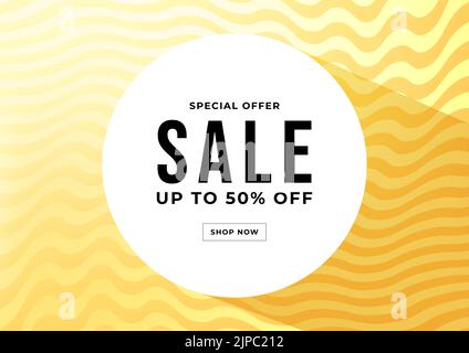 Offerta Speciale sale, Senderno banner. Sfondo giallo onda offerte speciali e promozione modello di progettazione. Illustrazione Vettoriale
