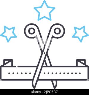 icona linea cerimonia di apertura, simbolo contorno, illustrazione vettoriale, segnale concettuale Illustrazione Vettoriale