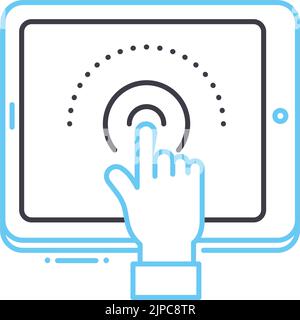icona della linea del touchscreen, simbolo di contorno, illustrazione vettoriale, segnale concettuale Illustrazione Vettoriale